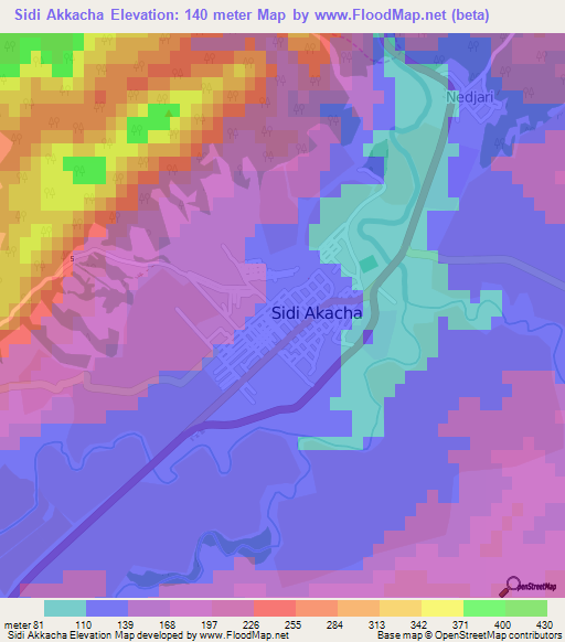 Sidi Akkacha,Algeria Elevation Map