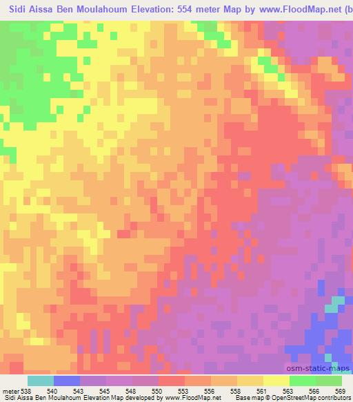 Sidi Aissa Ben Moulahoum,Algeria Elevation Map