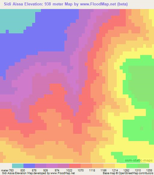 Sidi Aissa,Algeria Elevation Map