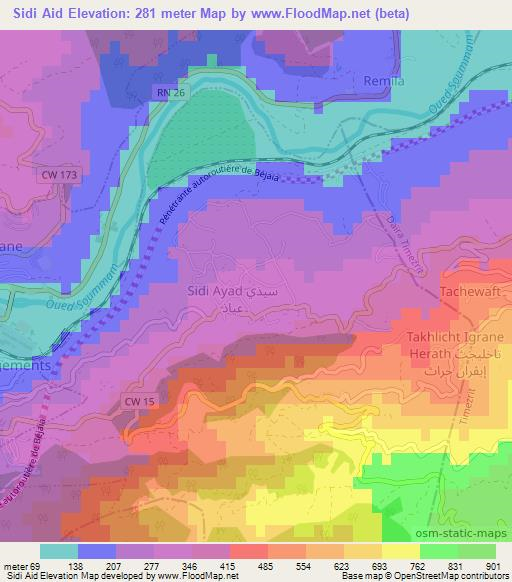 Sidi Aid,Algeria Elevation Map