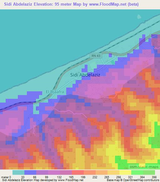 Sidi Abdelaziz,Algeria Elevation Map