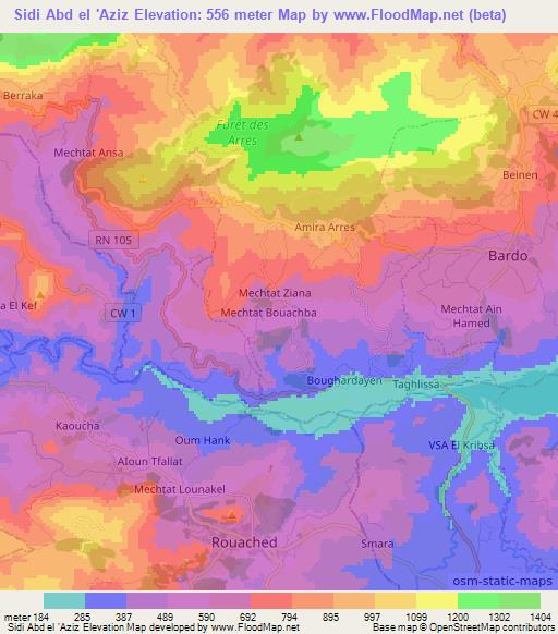 Sidi Abd el 'Aziz,Algeria Elevation Map