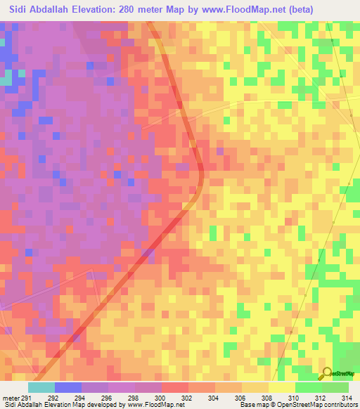 Sidi Abdallah,Algeria Elevation Map