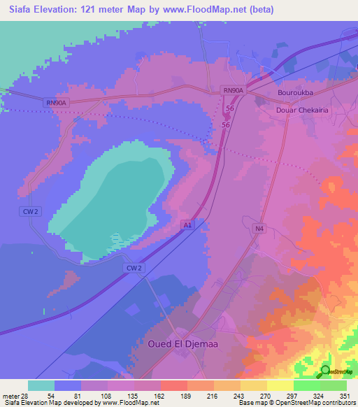 Siafa,Algeria Elevation Map