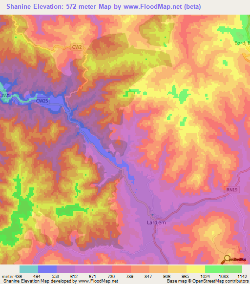 Shanine,Algeria Elevation Map