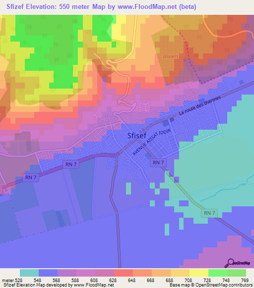 Sfizef,Algeria Elevation Map
