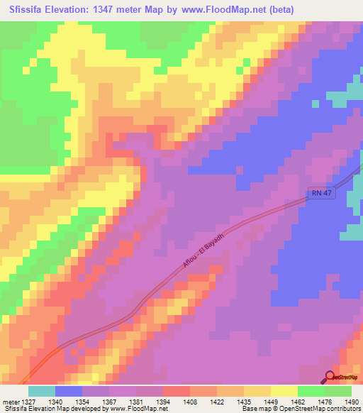Sfissifa,Algeria Elevation Map