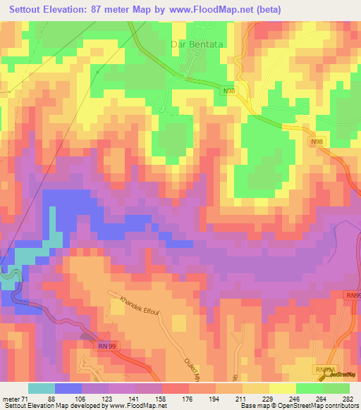 Settout,Algeria Elevation Map