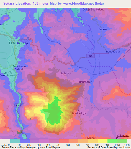 Settara,Algeria Elevation Map