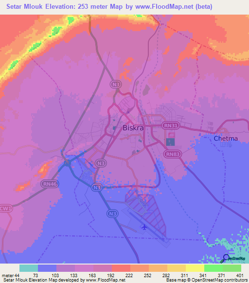 Setar Mlouk,Algeria Elevation Map