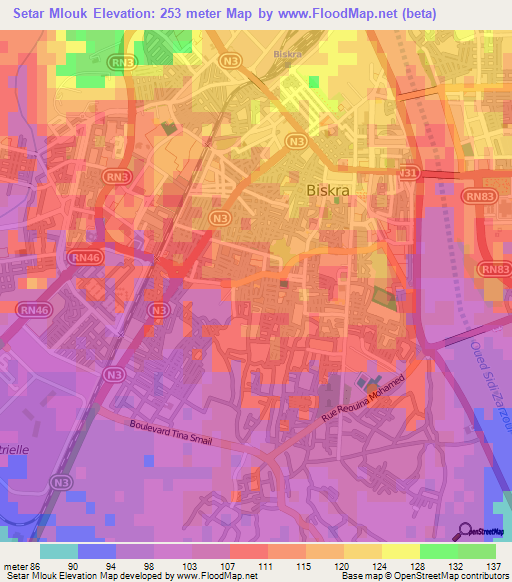 Setar Mlouk,Algeria Elevation Map