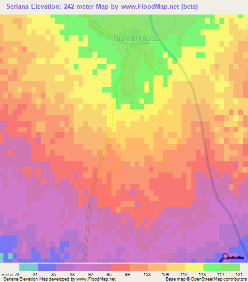 Seriana,Algeria Elevation Map
