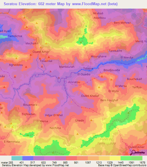 Seratou,Algeria Elevation Map