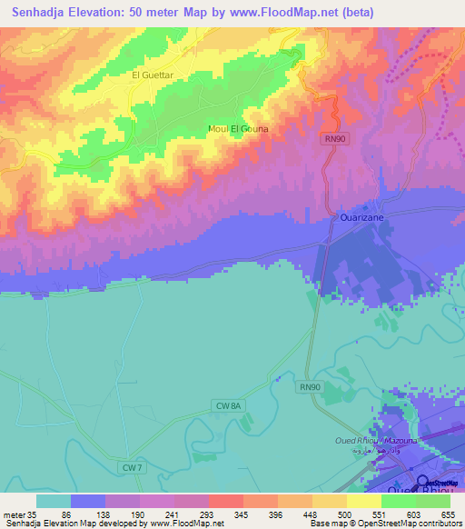 Senhadja,Algeria Elevation Map
