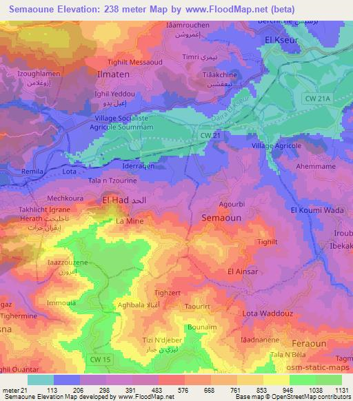 Semaoune,Algeria Elevation Map