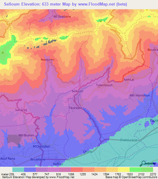 Selloum,Algeria Elevation Map