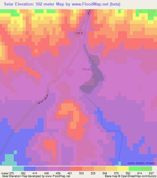 Seiar,Algeria Elevation Map