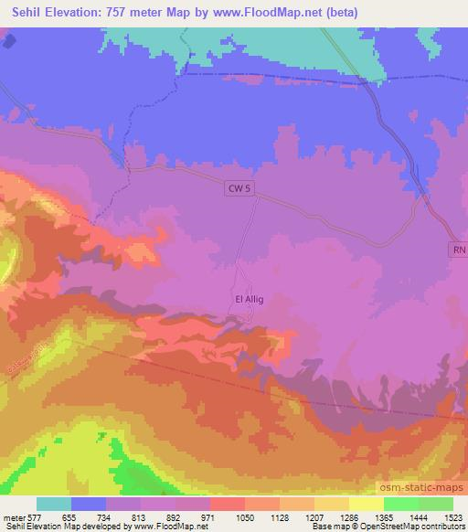 Sehil,Algeria Elevation Map