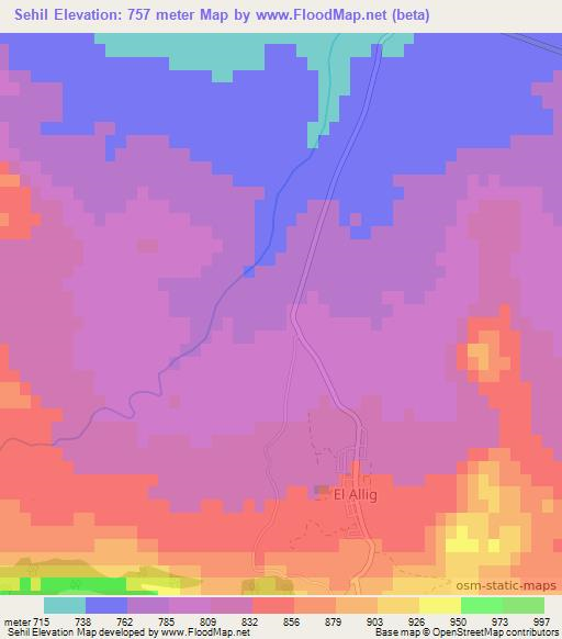 Sehil,Algeria Elevation Map