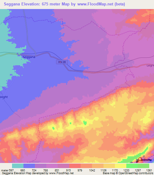 Seggana,Algeria Elevation Map