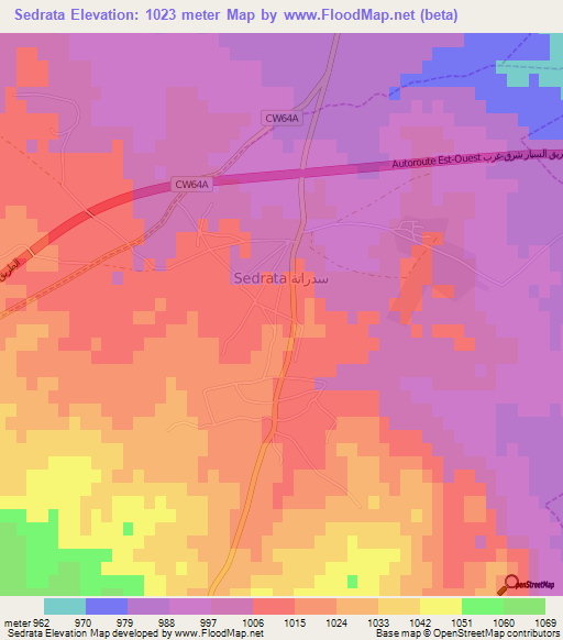 Sedrata,Algeria Elevation Map