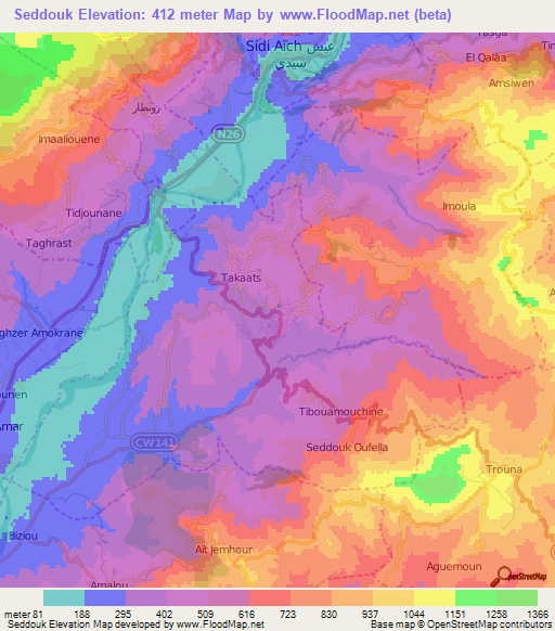 Seddouk,Algeria Elevation Map