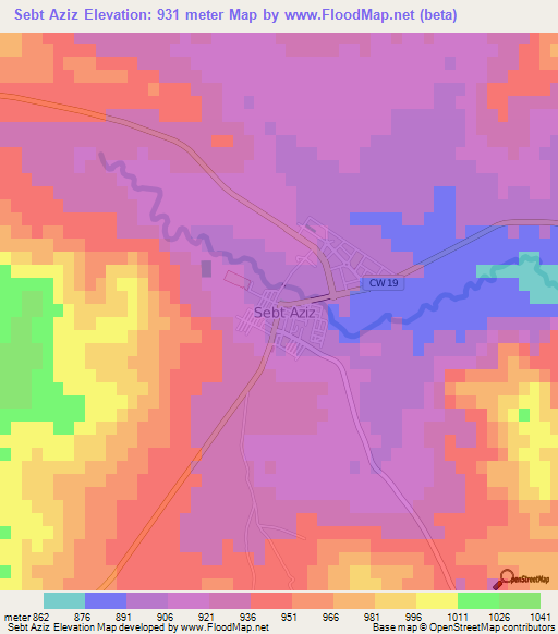Sebt Aziz,Algeria Elevation Map