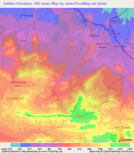 Sebkha,Algeria Elevation Map