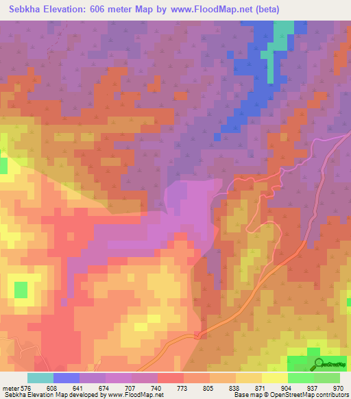 Sebkha,Algeria Elevation Map