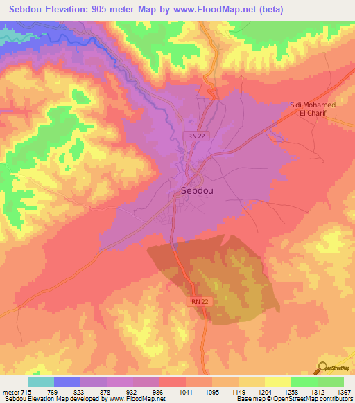 Sebdou,Algeria Elevation Map