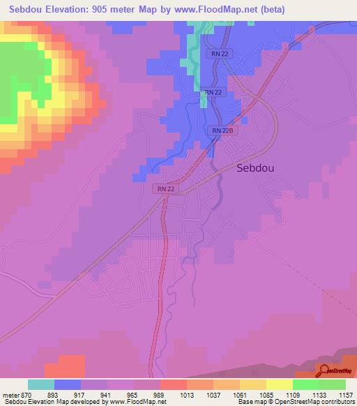 Sebdou,Algeria Elevation Map