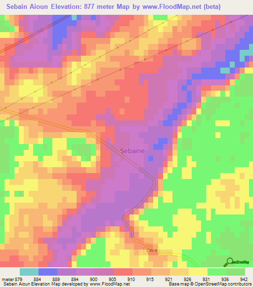 Sebain Aioun,Algeria Elevation Map