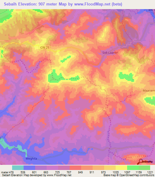 Sebaih,Algeria Elevation Map