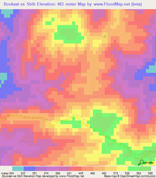 Boukaat es Sbih,Algeria Elevation Map