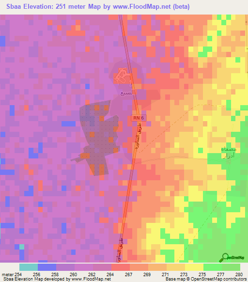 Sbaa,Algeria Elevation Map