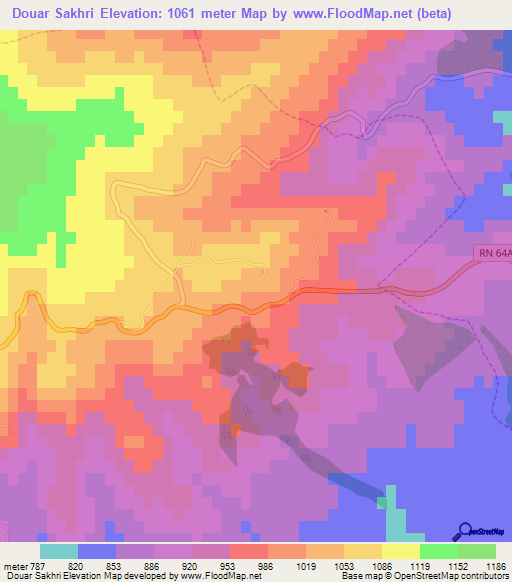 Douar Sakhri,Algeria Elevation Map