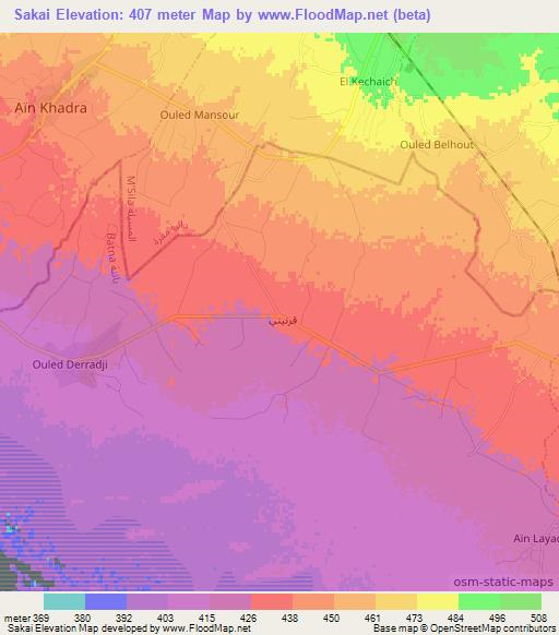Sakai,Algeria Elevation Map