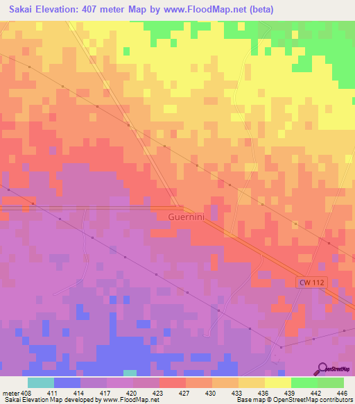 Sakai,Algeria Elevation Map