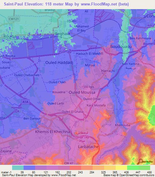Saint-Paul,Algeria Elevation Map