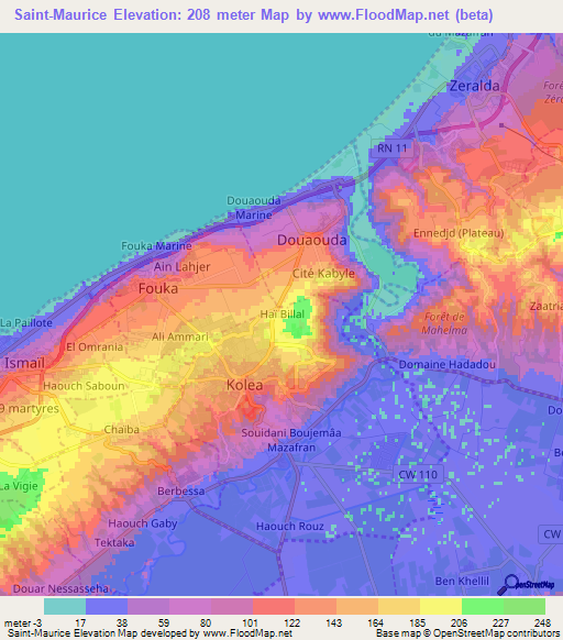 Saint-Maurice,Algeria Elevation Map