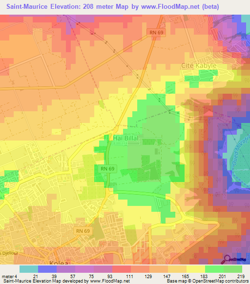 Saint-Maurice,Algeria Elevation Map