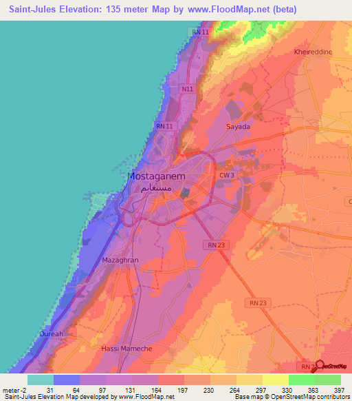 Saint-Jules,Algeria Elevation Map