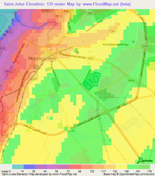 Saint-Jules,Algeria Elevation Map