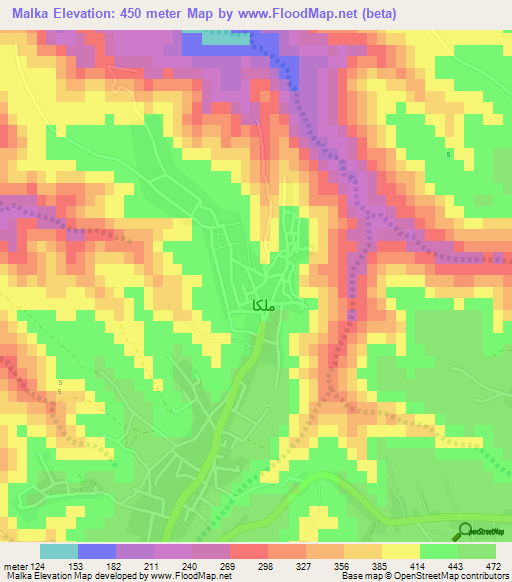 Malka,Jordan Elevation Map