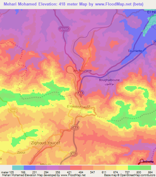 Mehari Mohamed,Algeria Elevation Map