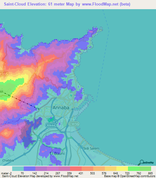 Saint-Cloud,Algeria Elevation Map