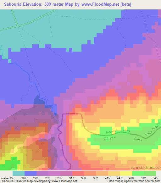 Sahouria,Algeria Elevation Map