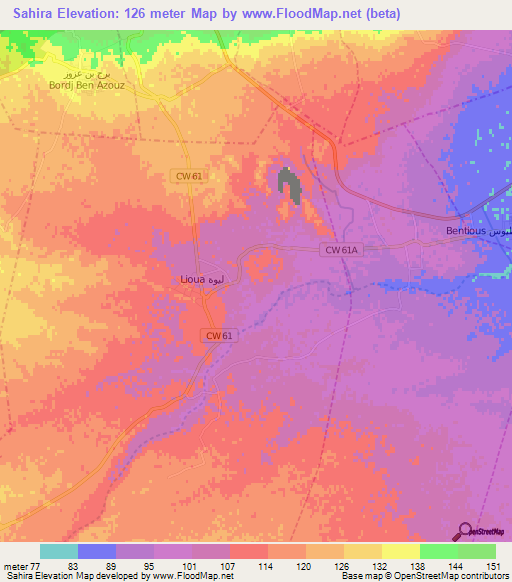 Sahira,Algeria Elevation Map