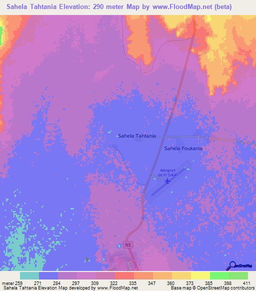 Sahela Tahtania,Algeria Elevation Map