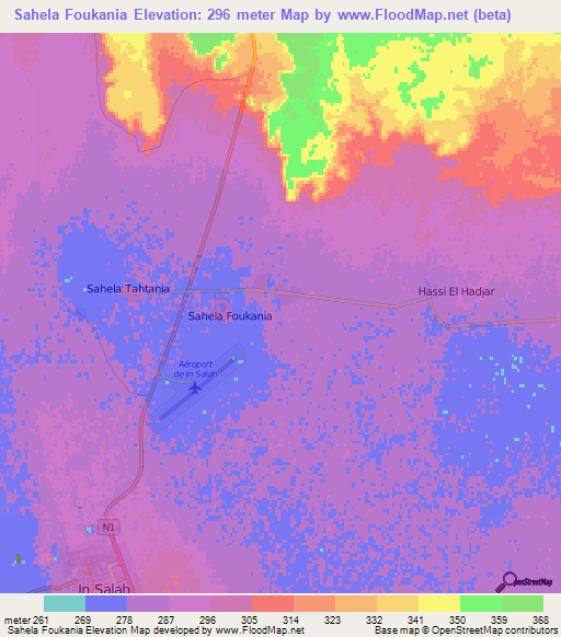 Sahela Foukania,Algeria Elevation Map